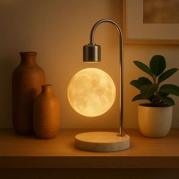 ไฟตั้งโต๊ะดวงจันทร์ แขนโค้งทอง